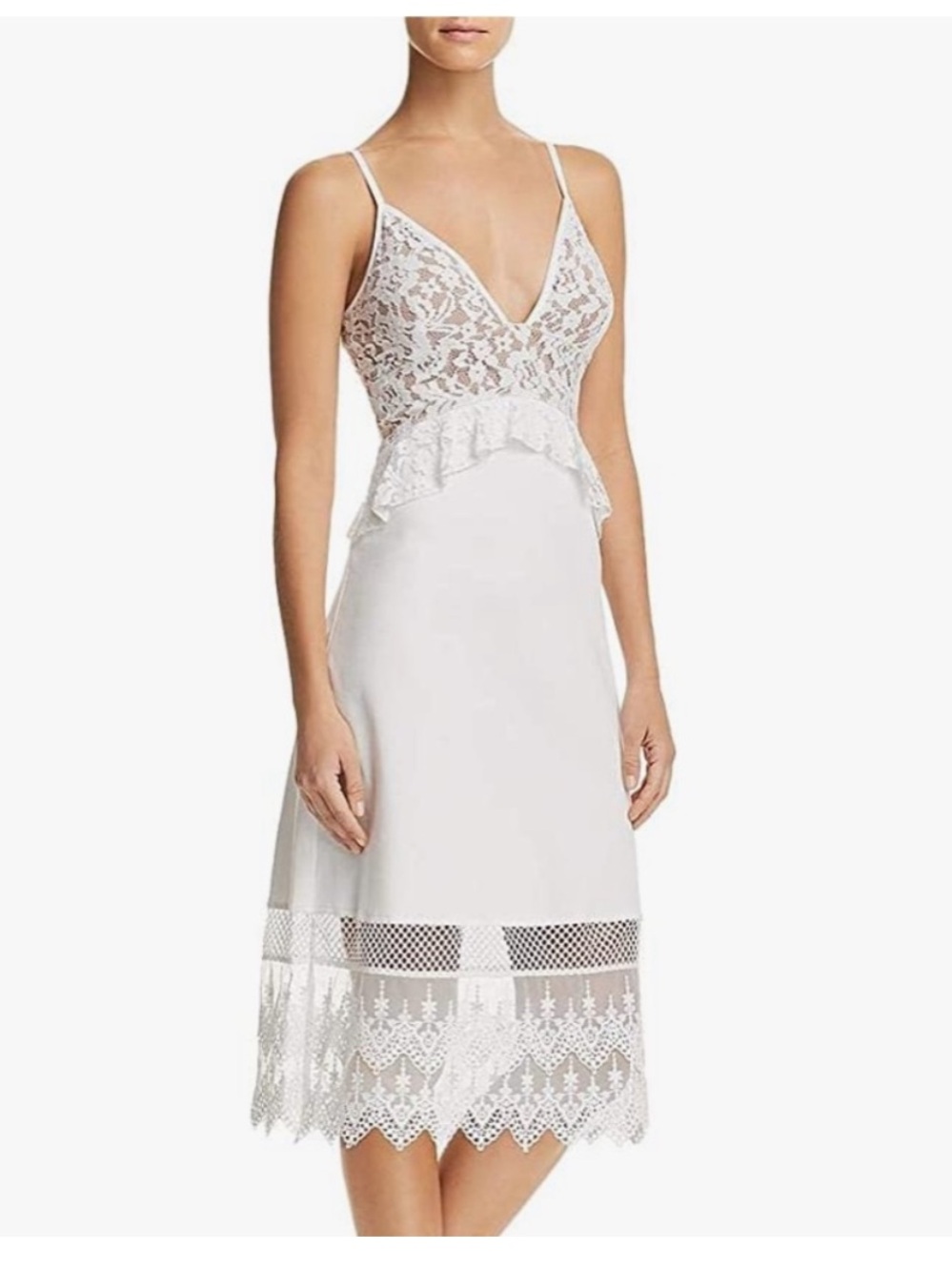 FRENCH CONNECTION White Lace Fairycore Bridal Midi Dress